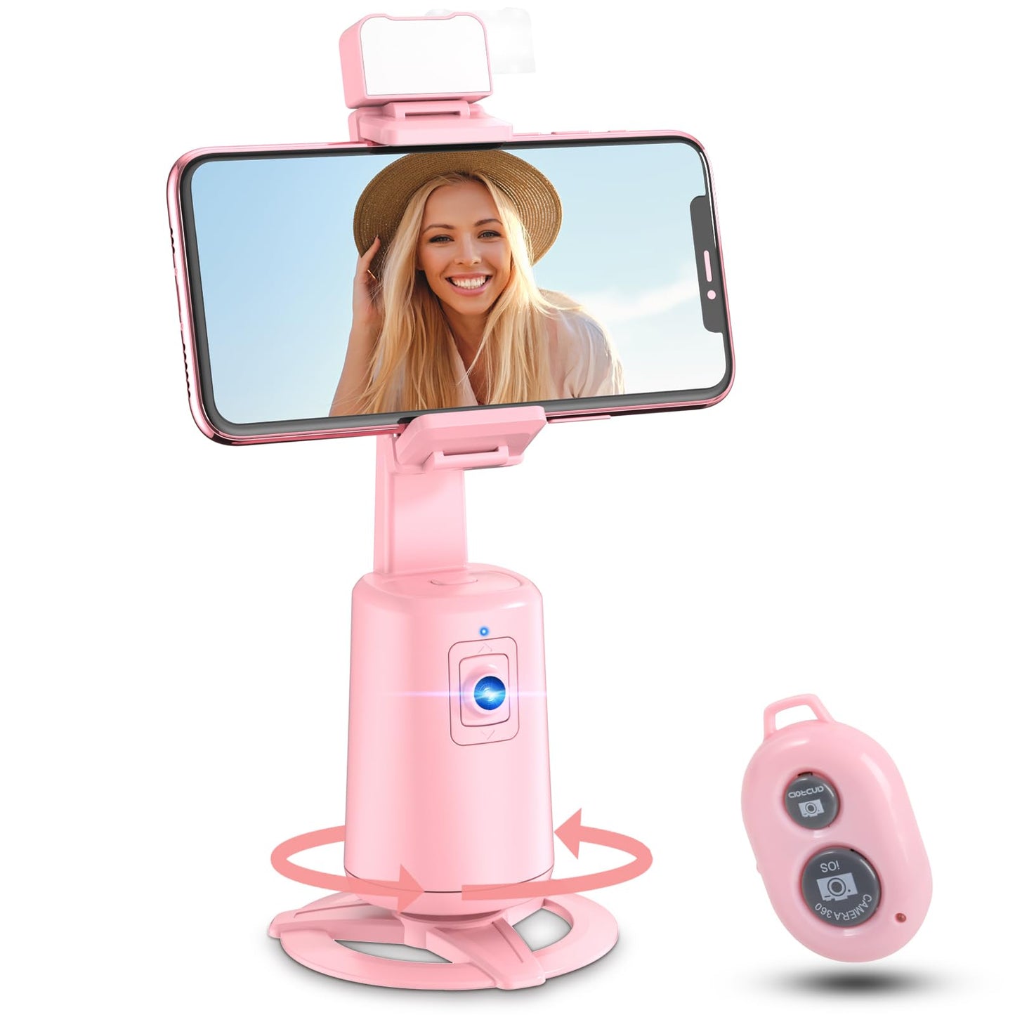 Auto Face Tracking Tripod 360° Rotating Cell Phone Photo and Video Kits Stand, No App, Camera Stand with Remote and Gesture Control, Rechargeable Smart Shooting Stand for Live Recording Tiktok(Black)