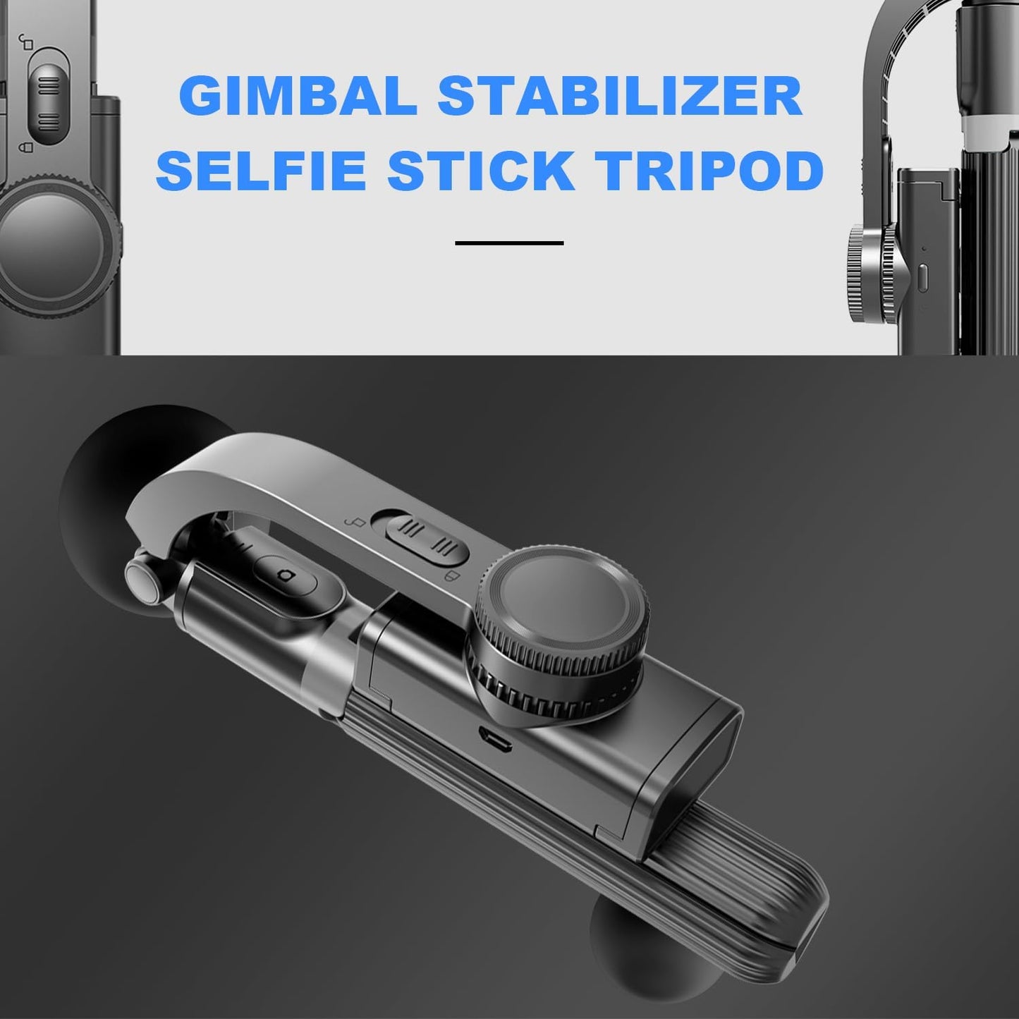 Gimbal Stabilizer for Smartphone ,with Retractable Selfie Stick and Tripod,1-Axis Multifunction Remote 360°Automatic Rotation, Auto Balance for iPhone/Android