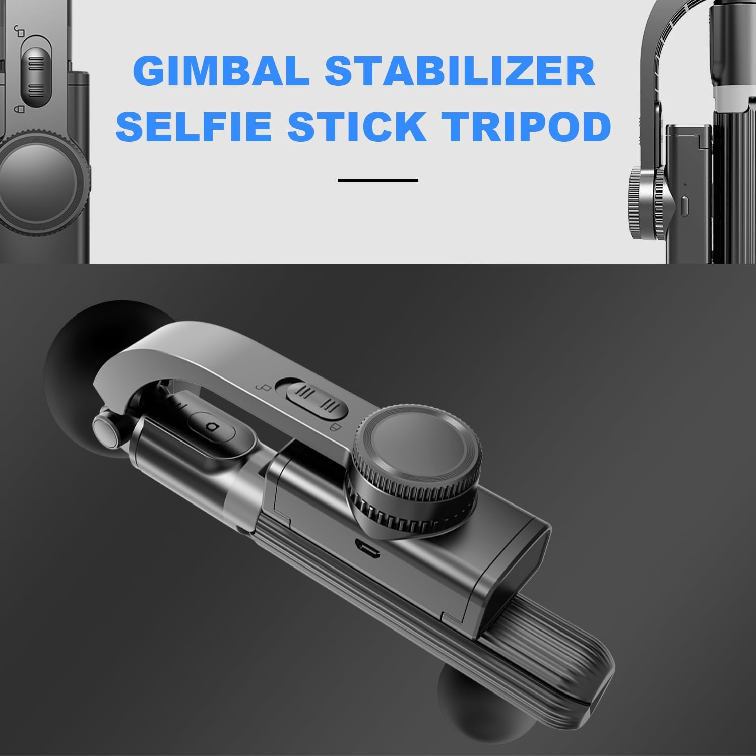 Gimbal Stabilizer for Smartphone ,with Retractable Selfie Stick and Tripod,1-Axis Multifunction Remote 360°Automatic Rotation, Auto Balance for iPhone/Android