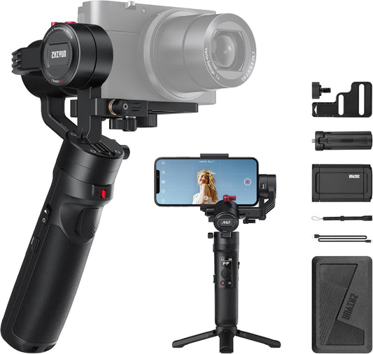 ZHIYUN Crane-M2 [Official] Gimbal Stabilizer for Camera，3-in-1 Light Weight Gimbal for Smartphone, Sports Action Camera, GoPro and Mirrorless Camera, with Smartphone Clamp, Tripod