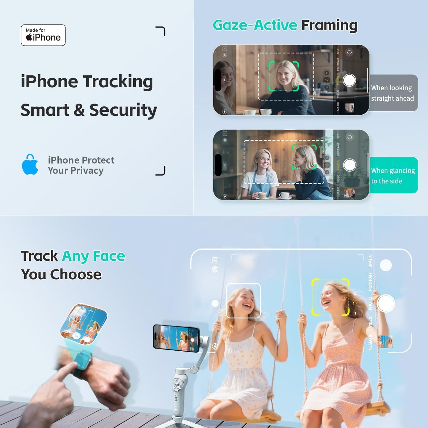 Only for iPhone, MOGO [Apple MFi Certified] Gimbal Stabilizer for iPhone Stabilizer for Video Recording and Control Native Camera by Remote Control and Apple Watch, OTA Upgrade Supported